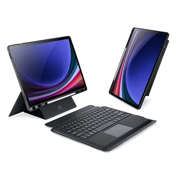 Dux Ducis DK Samsung Tab S9/S9FE/S10FE kihajtható tok vezeték nélküli billentyűzettel, fekete