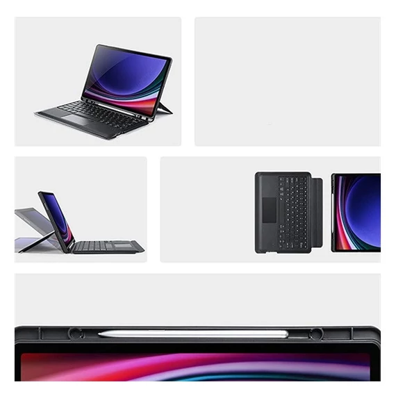 Dux Ducis DK Samsung Tab S9/S9FE/S10FE kihajtható tok vezeték nélküli billentyűzettel, fekete