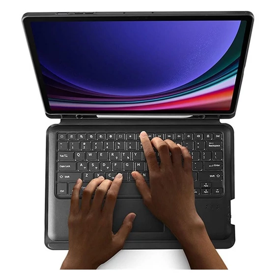 Dux Ducis DK Samsung Tab S9/S9FE/S10FE kihajtható tok vezeték nélküli billentyűzettel, fekete
