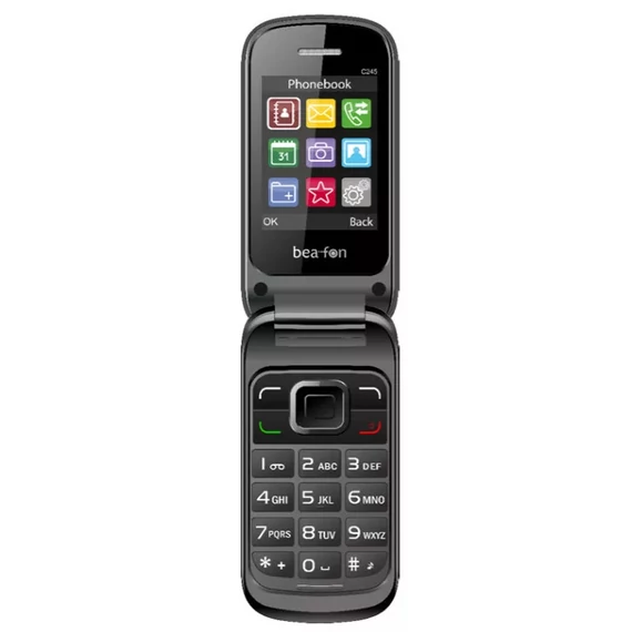 Beafon C245 kamerás összecsukható Dual SIM mobiltelefon, LCD kijelzővel, fekete