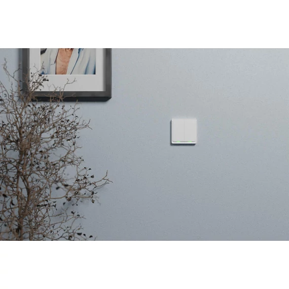 TESLA okos dupla kapcsoló, ZigBee protokollal, TESLA mobilalkalmazás támogatással, fehér