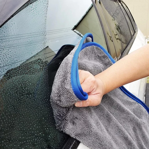 Wooze Car Towel Egyoldalas mikroszálas autó tisztító, szárító törölköző, 60 x 90 cm, 700 g / nm, szürke/kék