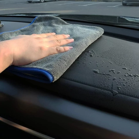 Wooze Car Towel Egyoldalas mikroszálas autó tisztító, szárító törölköző, 60 x 90 cm, 700 g / nm, szürke/kék
