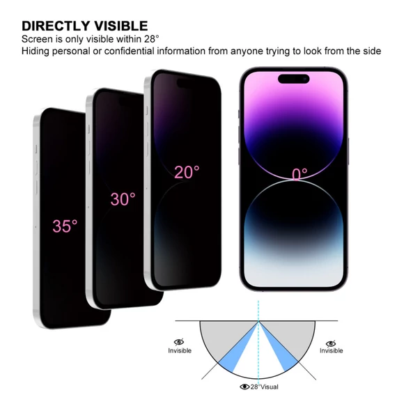 4smarts Second Glass Privacy Apple iPhone 16e / 14 / 13 / 13 Pro kijelzővédő üvegfólia szett felhelyező kerettel, 10db