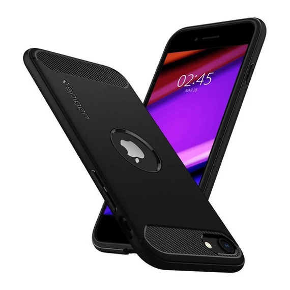 Spigen Rugged Armor Apple iPhone SE 2022/2020 tok, Matte Black, fekete