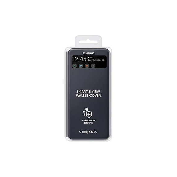 Samsung Galaxy A42 LED View Cover, gyári flip tok, fekete, EF-EA426PBE