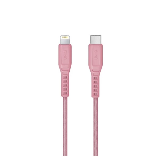 Uniq Flex USB-C / Lightning MFi töltő- és adatkábel, 1.2m, rózsaszín