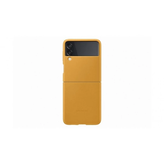 Samsung Galaxy Z Flip3 5G Leather Cover, gyári bőr tok, mustársárga, EF-VF711