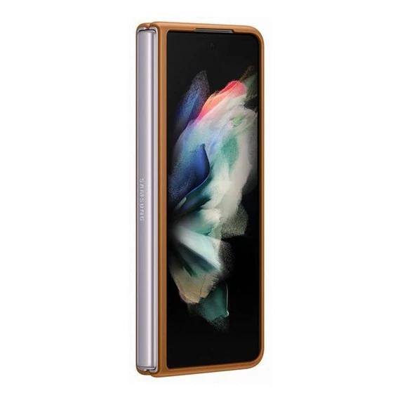 Samsung Galaxy Z Fold3 5G Leather Cover, gyári bőr tok, barna, EF-VF926