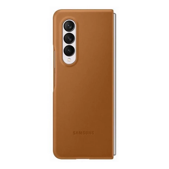 Samsung Galaxy Z Fold3 5G Leather Cover, gyári bőr tok, barna, EF-VF926