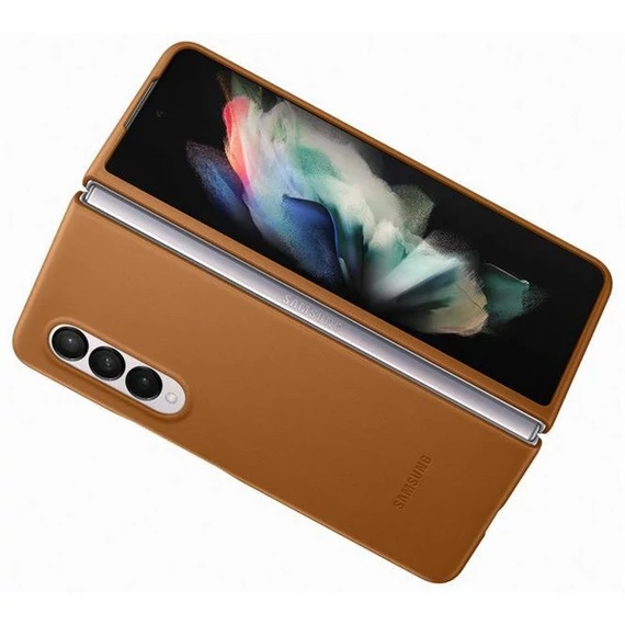 Samsung Galaxy Z Fold3 5G Leather Cover, gyári bőr tok, barna, EF-VF926