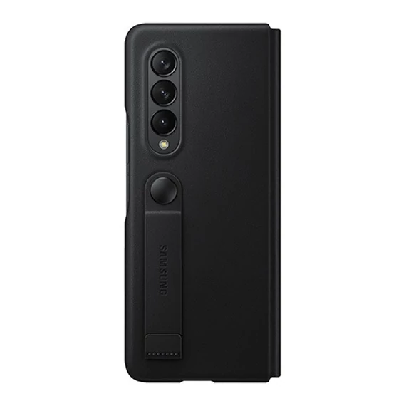 Samsung Galaxy Z Fold3 5G Leather Flip Cover, gyári bőr flip tok, fekete, EF-FF926