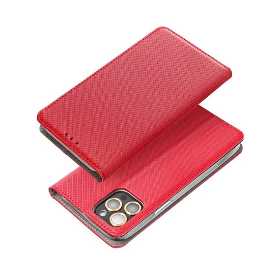 Magnet Apple iPhone 13 Pro Max mágneses flip tok, piros