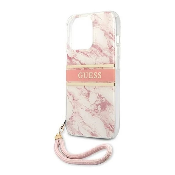 Guess TPU Marble Stripe Apple iPhone 13 Pro Max hátlap tok, rózsaszín