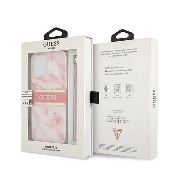 Guess TPU Marble Stripe Apple iPhone 13 Pro Max hátlap tok, rózsaszín