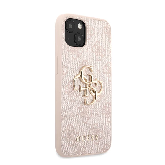 Guess PU 4G Metal Logo Apple iPhone 13 hátlap tok, rózsaszín