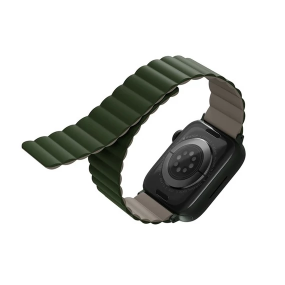 Uniq Revix mágneses szilikon szíj Apple Watch 42/44/45/49mm, zöld/taupe