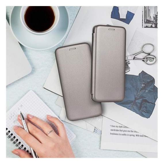 Forcell Elegance oldalra nyíló hátlap tok Samsung Galaxy S22+, szürke