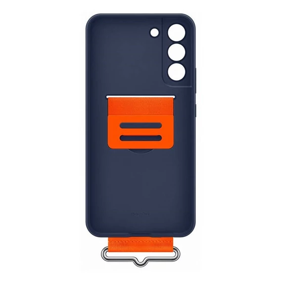 Samsung Galaxy S22+ Silicone Cover with Strap, gyári szilikon tok szíjjal, sötétkék, EF-GS906TN