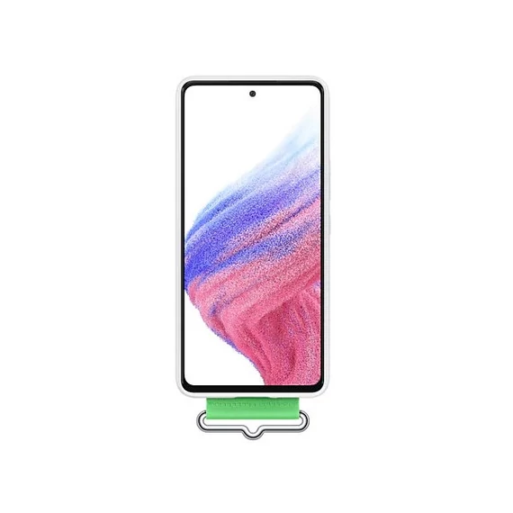 Samsung Galaxy A53 5G Silicone Cover with Strap, gyári szilikon tok szíjjal, fehér, EF-GA536TW