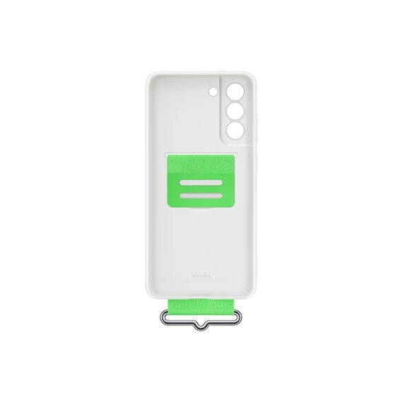 Samsung Galaxy S21 FE Silicone Cover with Strap, gyári szilikon tok szíjjal, fehér, EF-GG990TW