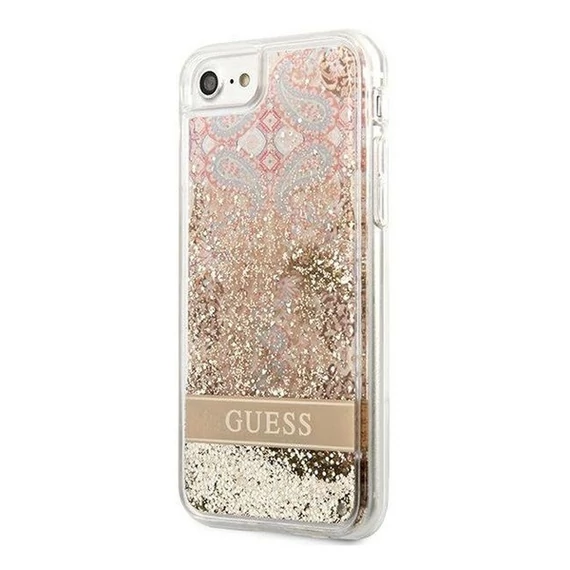 Guess Liquid Glitter Paisley Apple iPhone SE 2022/2020/8/7 hátlap tok, arany