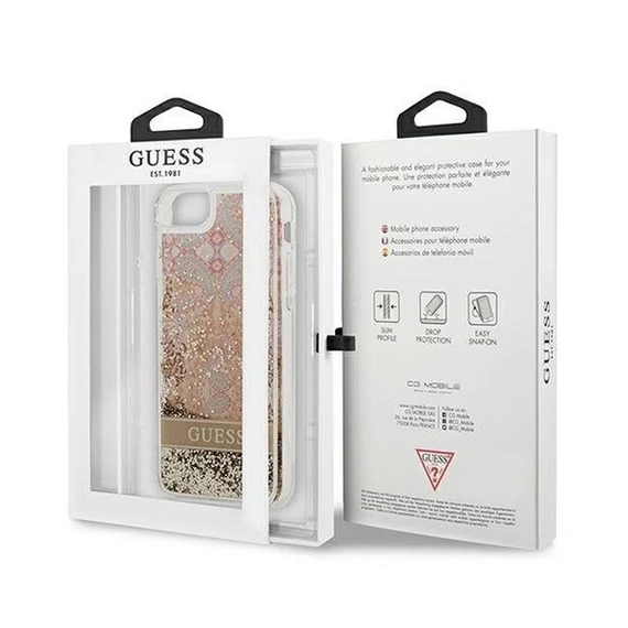 Guess Liquid Glitter Paisley Apple iPhone SE 2022/2020/8/7 hátlap tok, arany