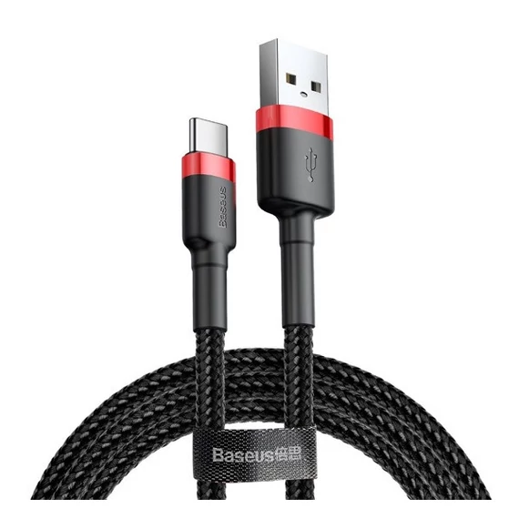 Baseus Cafule USB / USB-C gyorstöltő töltő- és adatkábel, 1m, piros-fekete