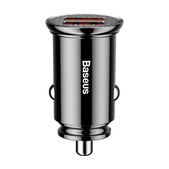 Baseus Circular autós szivargyújtó gyorstöltő, 2xUSB, 30W, fekete