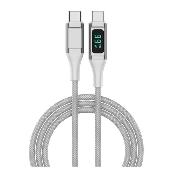 4smarts DigitCord USB-C / USB-C töltő- és adatkábel kijelzővel 1,5m, fehér