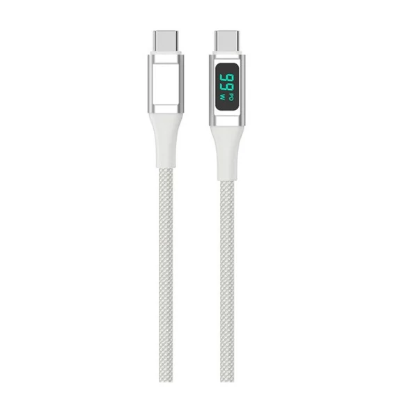 4smarts DigitCord USB-C / USB-C töltő- és adatkábel kijelzővel 1,5m, fehér
