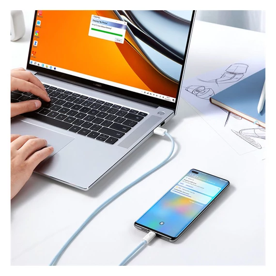 Baseus Dynamic USB / USB-C gyorstöltő töltő- és adatkábel, 100W, 1m, kék