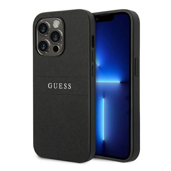 Guess PU Saffiano Apple iPhone 14 Pro bőr hátlap tok, fekete