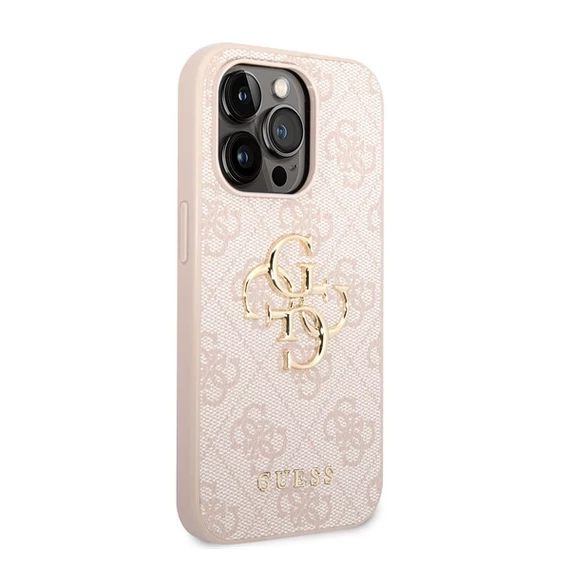Guess PU 4G Metal Logo Apple iPhone 14 Pro hátlap tok, rózsaszín