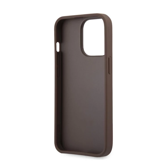 Guess PU 4G Metal Logo Apple iPhone 14 Pro hátlap tok, barna