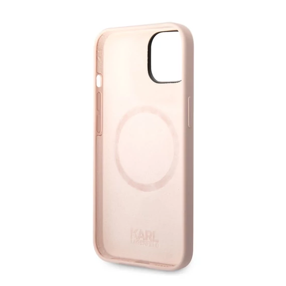 Karl Lagerfeld and Choupette Liquid szilikon hátlap tok Apple iPhone 14 Plus, rózsaszín