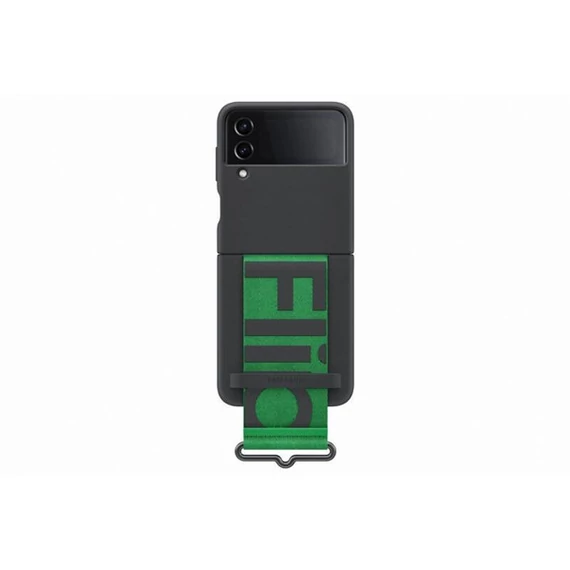 Samsung Galaxy Z Flip4 Silicone Cover with Strap, gyári szilikon tok szíjjal, fekete, EF-GF721TB