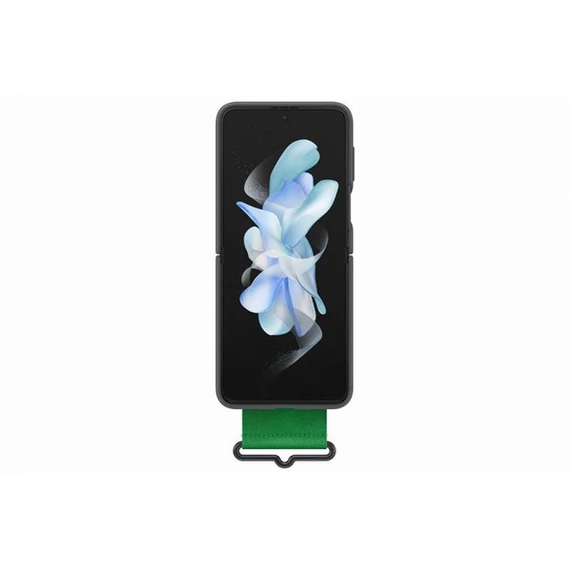 Samsung Galaxy Z Flip4 Silicone Cover with Strap, gyári szilikon tok szíjjal, fekete, EF-GF721TB