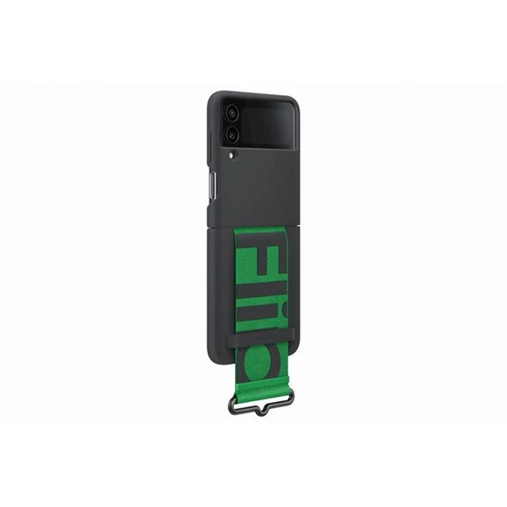 Samsung Galaxy Z Flip4 Silicone Cover with Strap, gyári szilikon tok szíjjal, fekete, EF-GF721TB