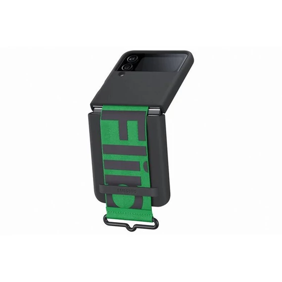 Samsung Galaxy Z Flip4 Silicone Cover with Strap, gyári szilikon tok szíjjal, fekete, EF-GF721TB