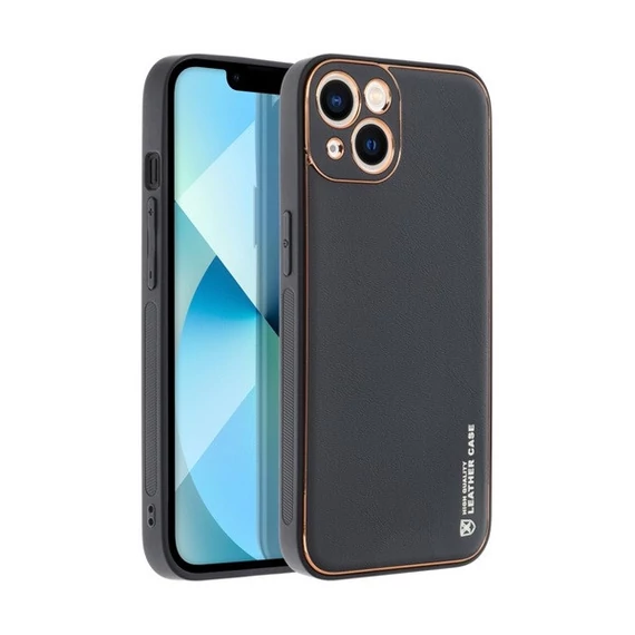 Forcell Leather műbőr hátlap tok, Apple iPhone 14, fekete