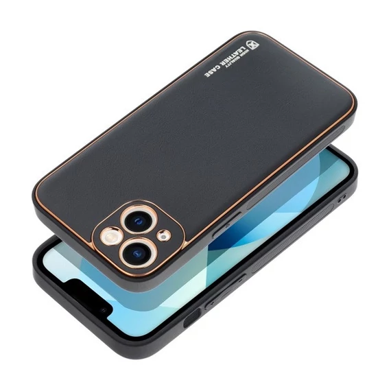 Forcell Leather műbőr hátlap tok, Apple iPhone 14, fekete