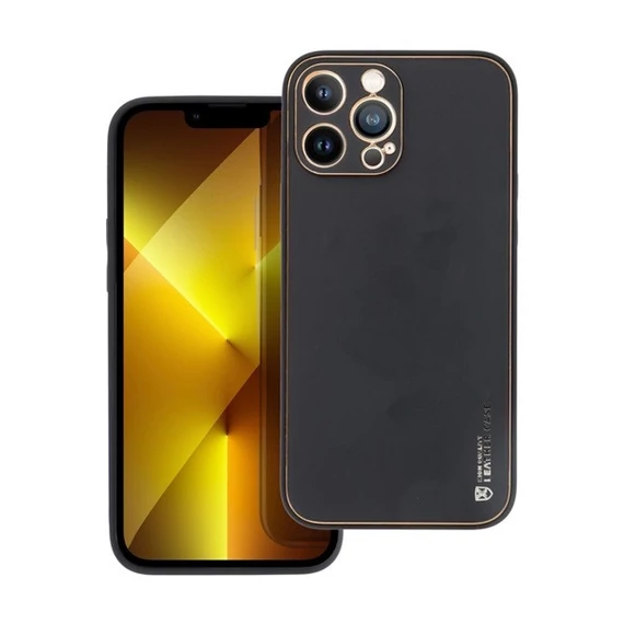 Forcell Leather műbőr hátlap tok, Apple iPhone 14 Pro, fekete