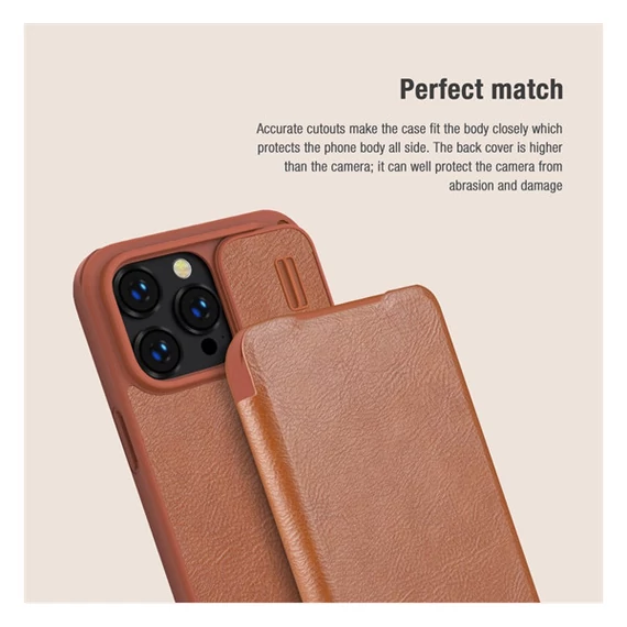 Nillkin Qin Pro Apple iPhone 14 Pro bőr  flip tok, fekete