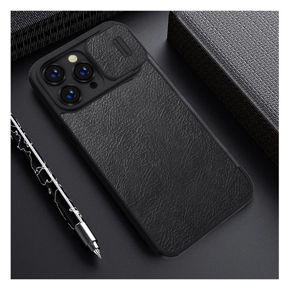 Nillkin Qin Pro Apple iPhone 14 Pro bőr  flip tok, fekete