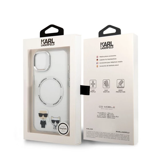 Karl Lagerfeld and Choupette MagSafe hátlap tok Apple iPhone 14 Plus, átlátszó