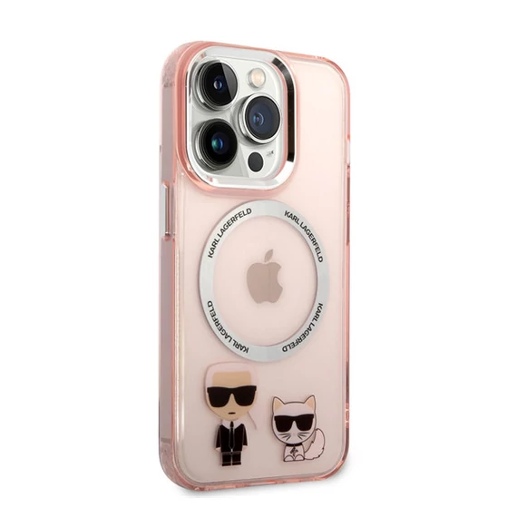 Karl Lagerfeld and Choupette MagSafe hátlap tok Apple iPhone 14 Pro, rózsaszín