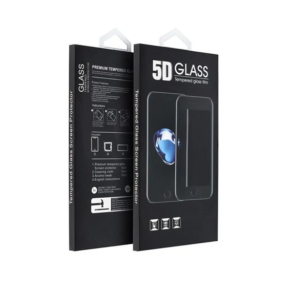 Xiaomi Redmi 10C, 5D Full Glue hajlított tempered glass kijelzővédő üvegfólia, fekete