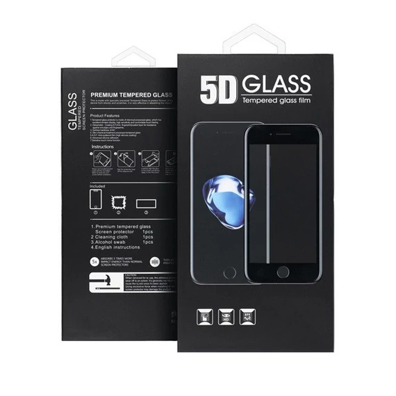 Xiaomi Redmi 10C, 5D Full Glue hajlított tempered glass kijelzővédő üvegfólia, fekete