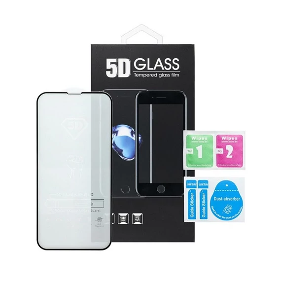 Xiaomi Redmi 10C, 5D Full Glue hajlított tempered glass kijelzővédő üvegfólia, fekete